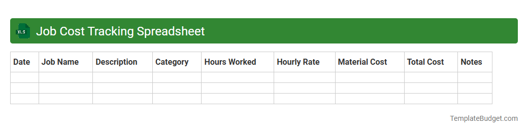 Job Cost Tracking Spreadsheet