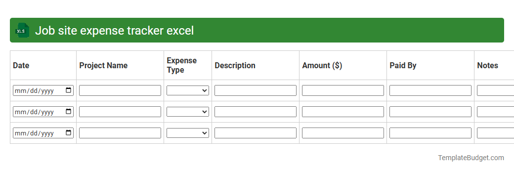 Job site expense tracker excel