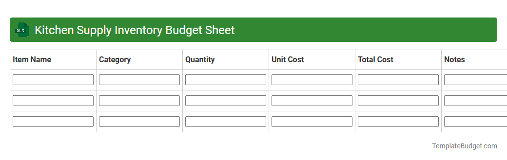 Kitchen Supply Inventory Budget Sheet