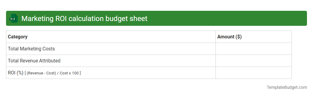 Marketing ROI calculation budget sheet