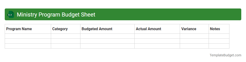 Ministry Program Budget Sheet