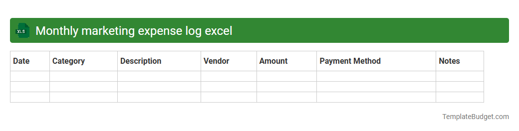 Monthly marketing expense log excel