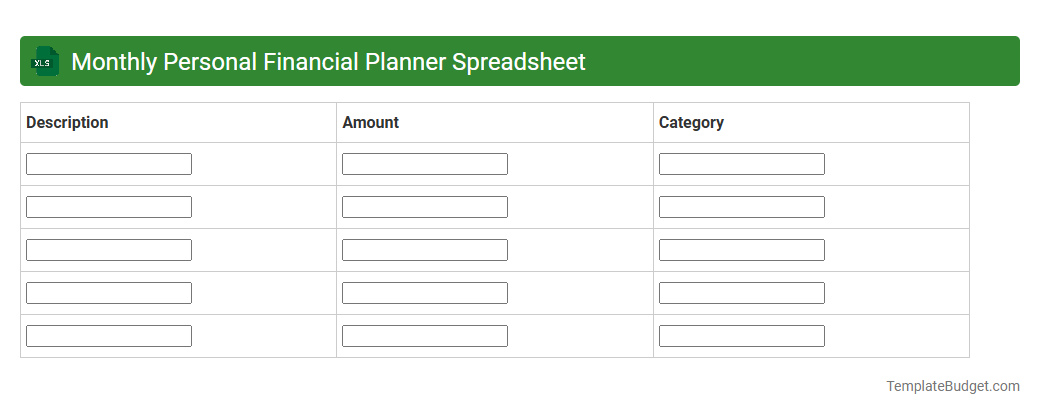 Monthly Personal Financial Planner Spreadsheet