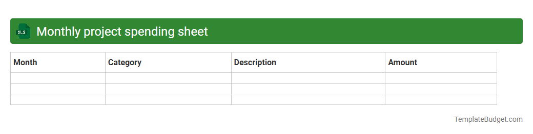 Monthly project spending sheet