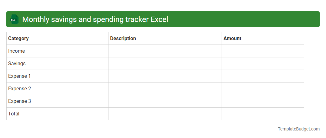Monthly savings and spending tracker Excel
