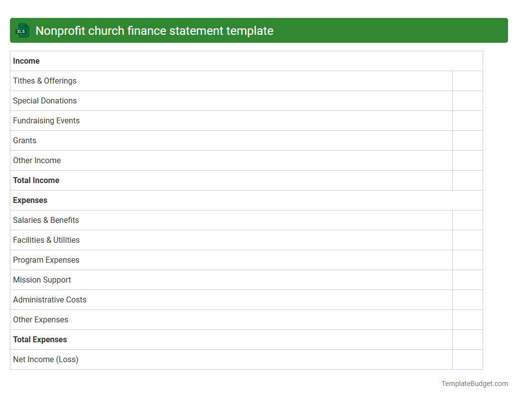 Nonprofit church finance statement template