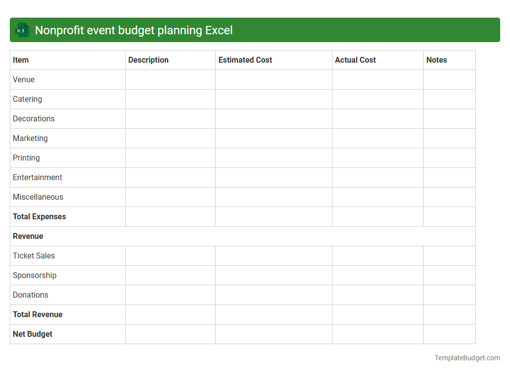 Nonprofit event budget planning Excel