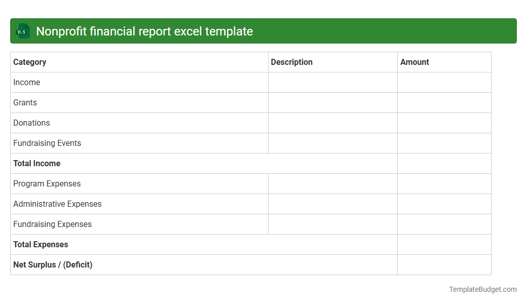 Nonprofit financial report excel template