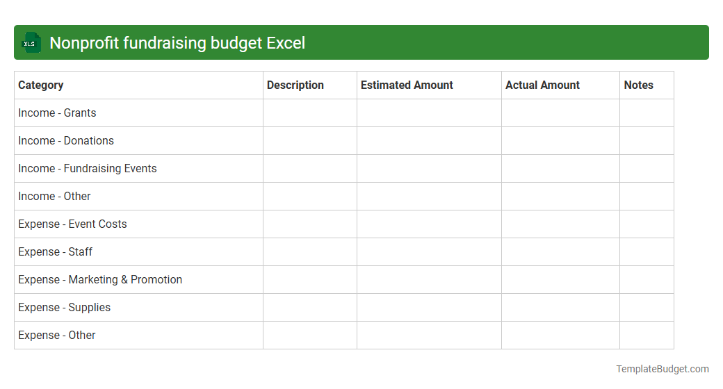 Nonprofit fundraising budget Excel