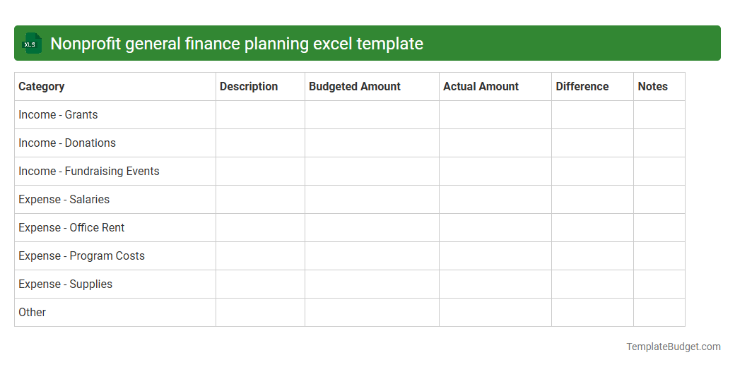 Nonprofit general finance planning excel template