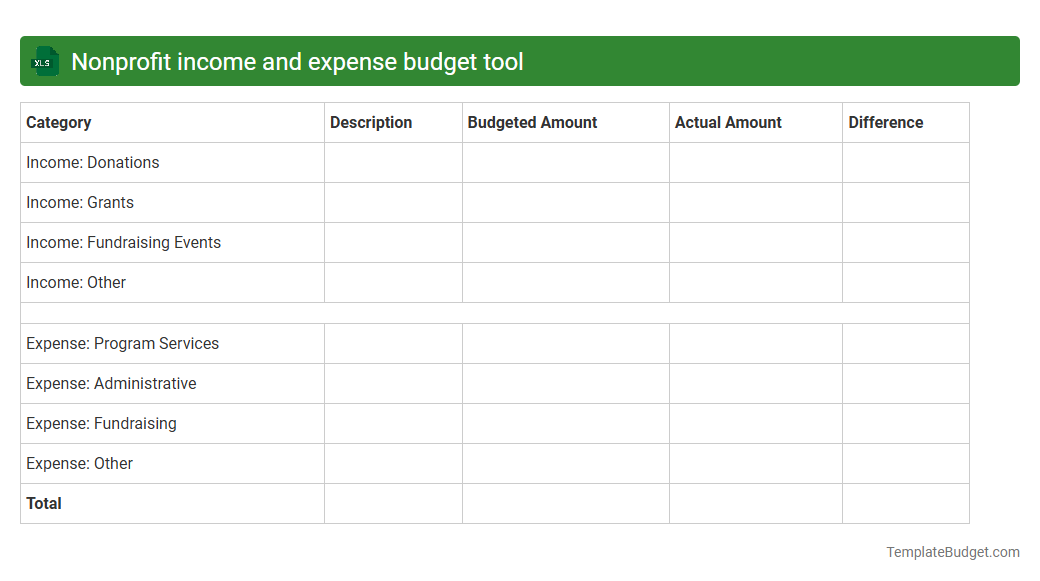 Nonprofit income and expense budget tool