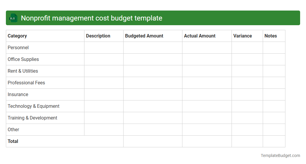 Nonprofit management cost budget template