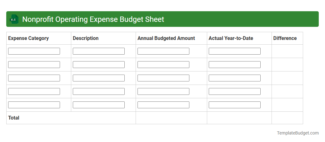 Nonprofit Operating Expense Budget Sheet