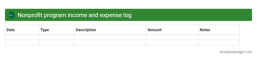 Nonprofit program income and expense log
