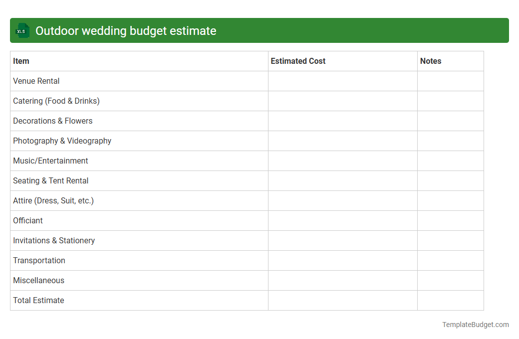 Outdoor wedding budget estimate