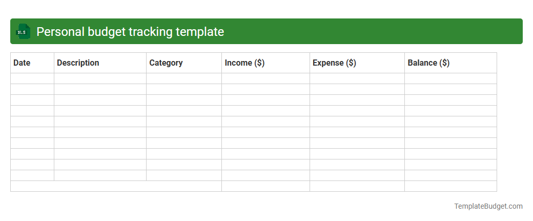 Personal budget tracking template