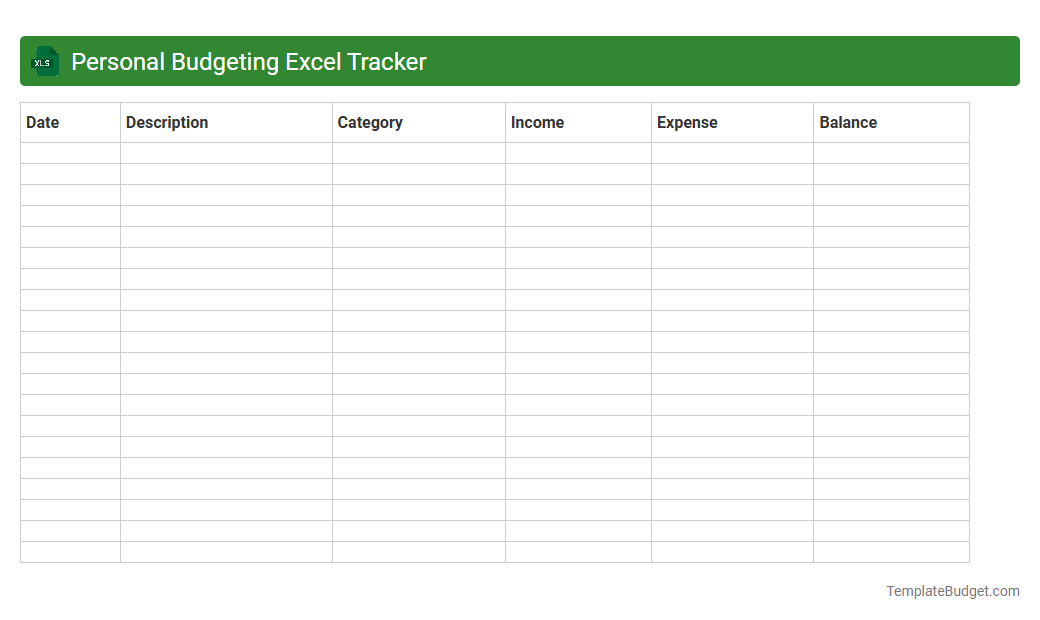 Personal Budgeting Excel Tracker