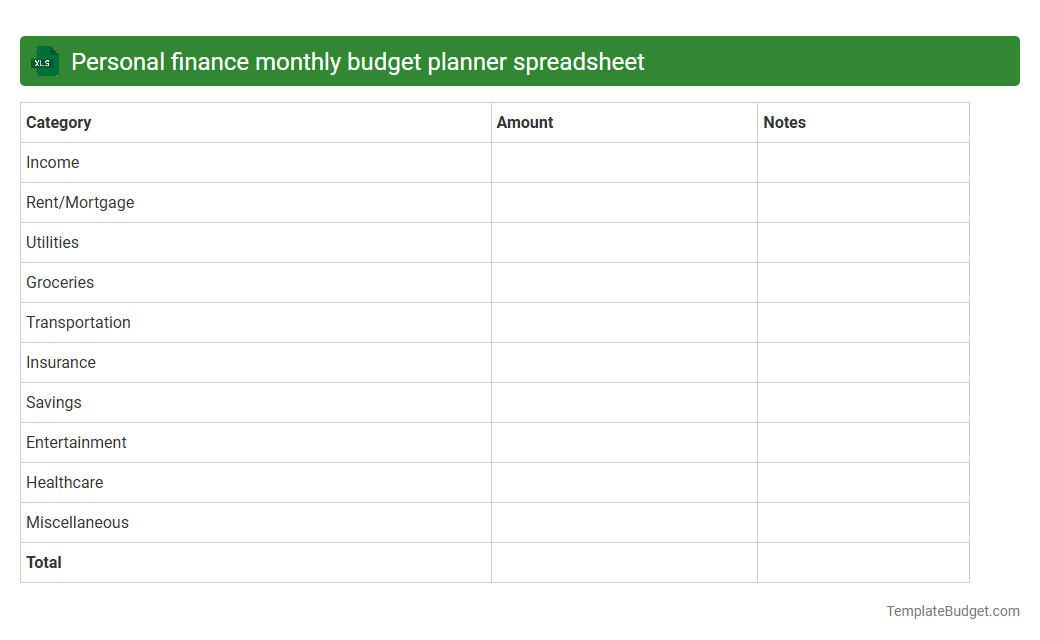 Personal finance monthly budget planner spreadsheet