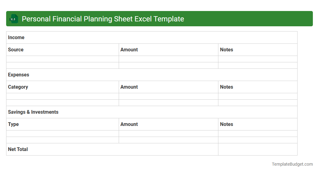 Personal Financial Planning Sheet Excel Template