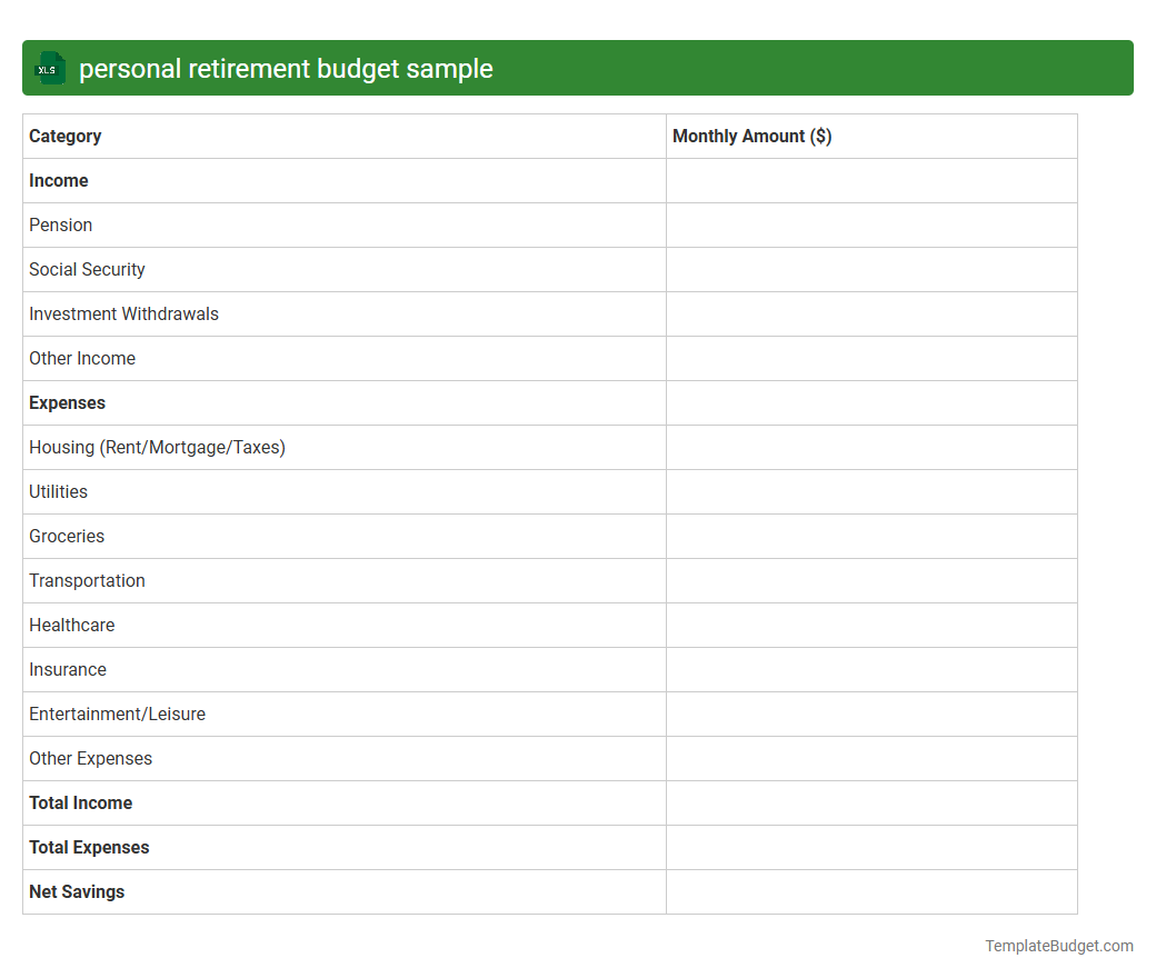 personal retirement budget sample