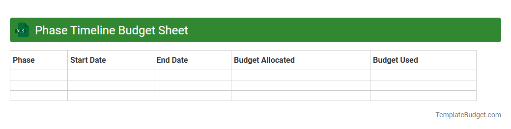 Phase Timeline Budget Sheet