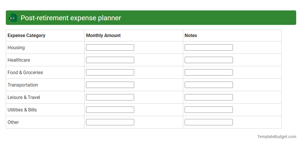 Post-retirement expense planner