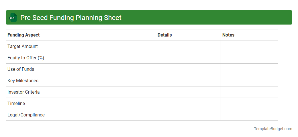 Pre-Seed Funding Planning Sheet