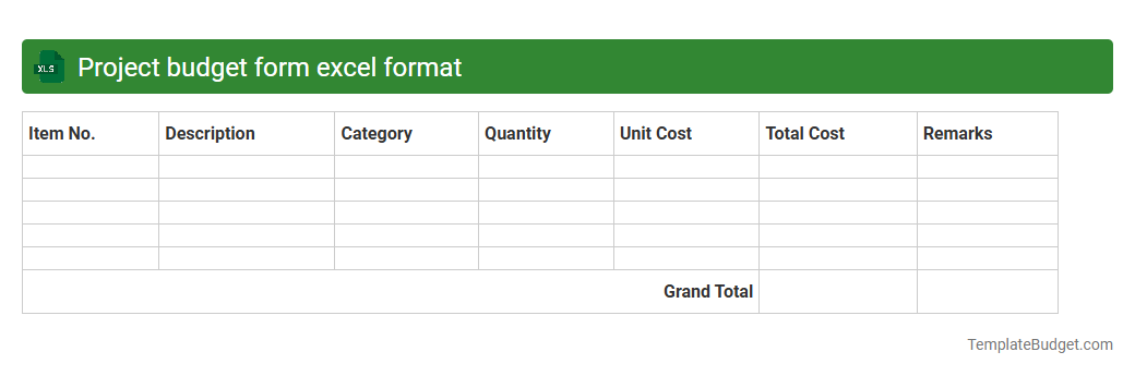 Project budget form excel format