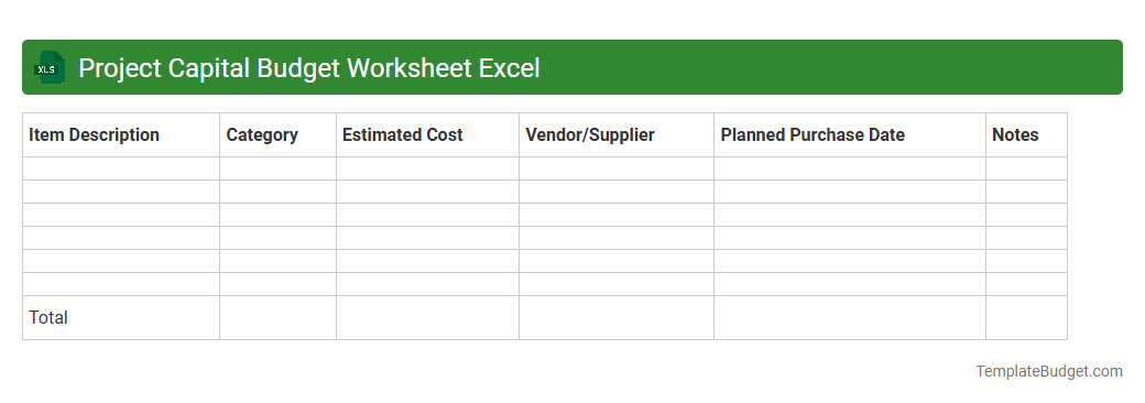 Project Capital Budget Worksheet Excel