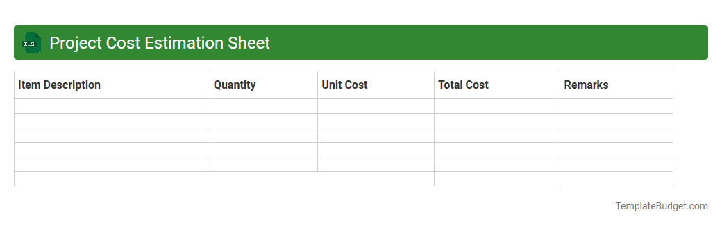 Project Cost Estimation Sheet