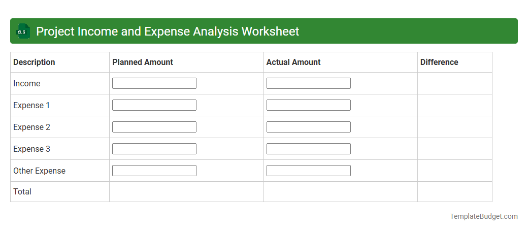 Project Income and Expense Analysis Worksheet