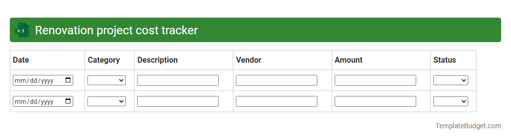 Renovation project cost tracker