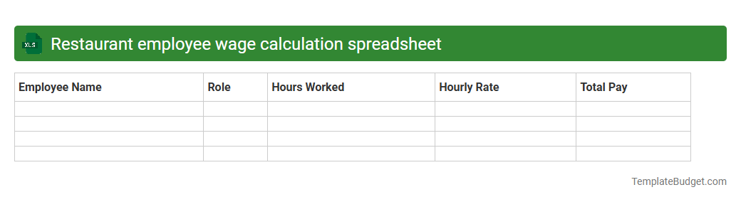 Restaurant employee wage calculation spreadsheet