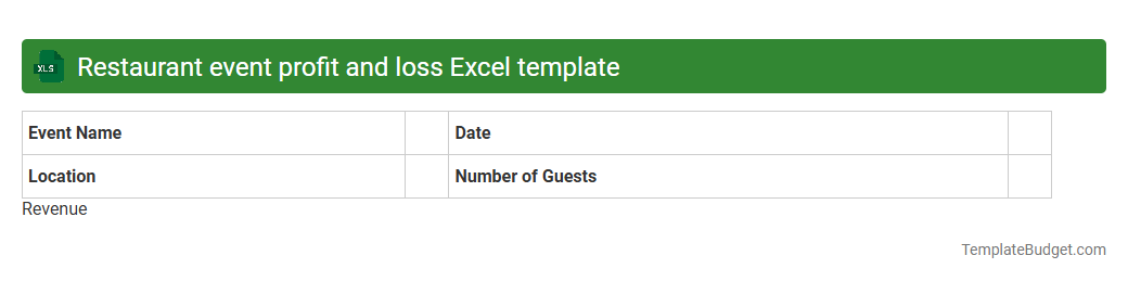 Restaurant event profit and loss Excel template