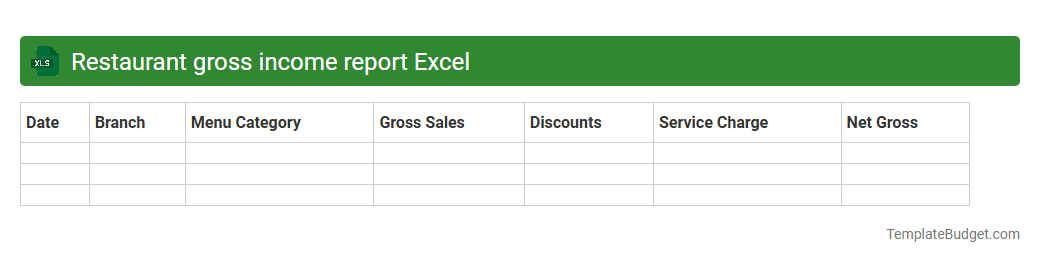 Restaurant gross income report Excel
