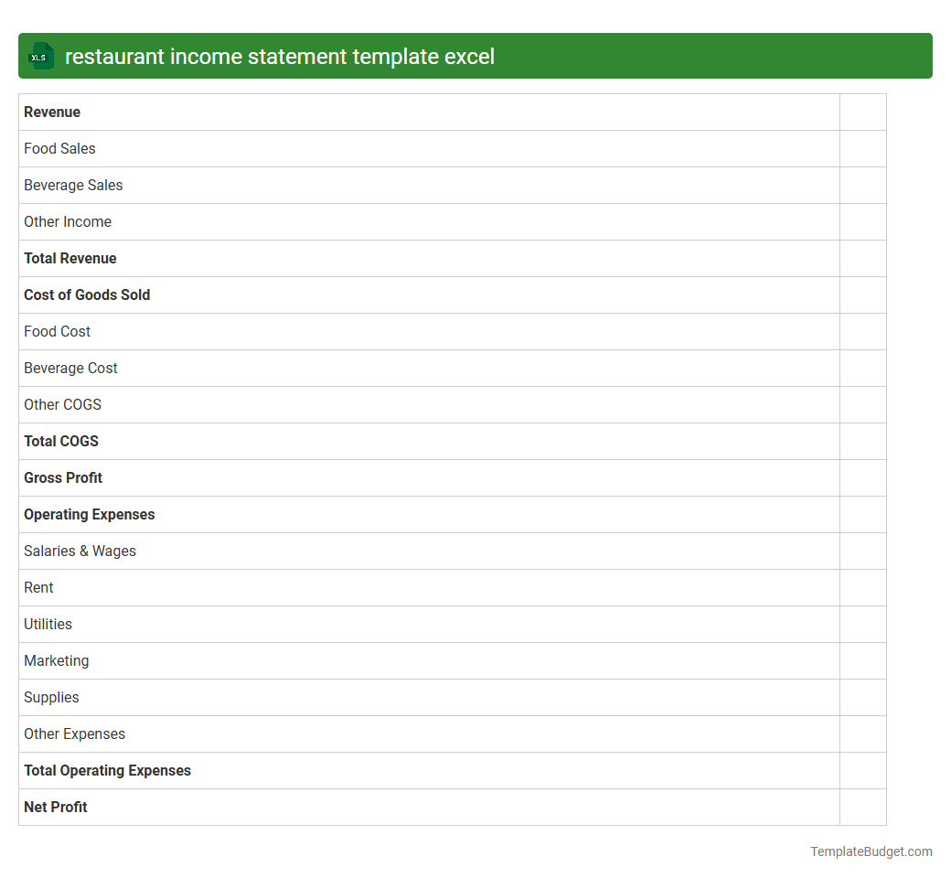 restaurant income statement template excel