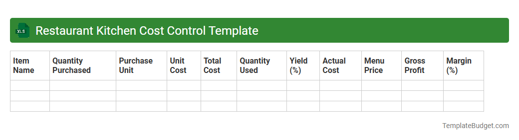 Restaurant Kitchen Cost Control Template