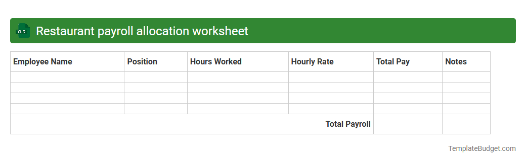 Restaurant payroll allocation worksheet