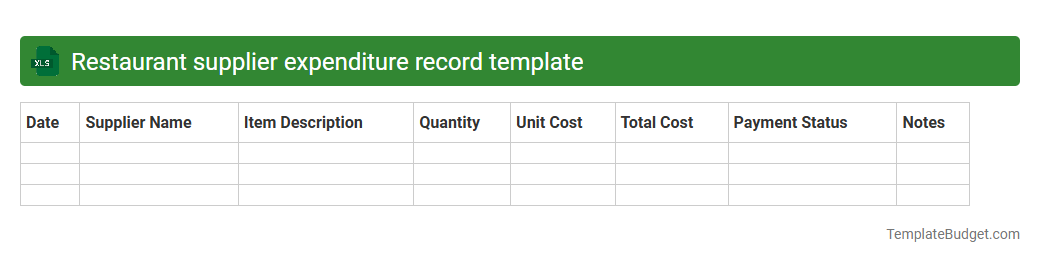 Restaurant supplier expenditure record template