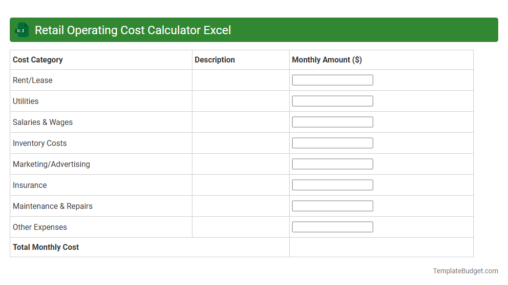 Retail Operating Cost Calculator Excel