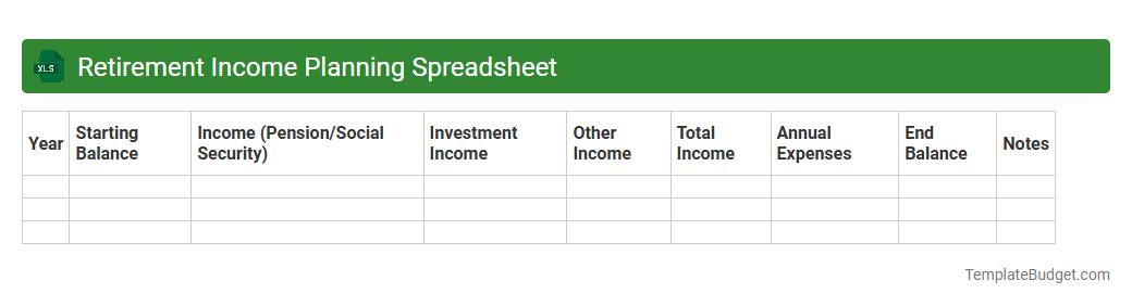 Retirement Income Planning Spreadsheet