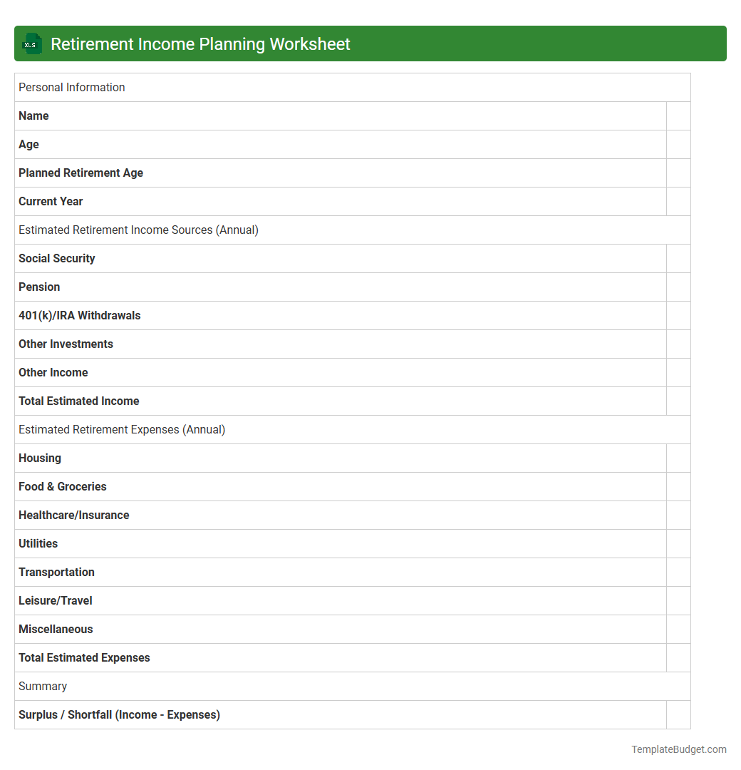 Retirement Income Planning Worksheet