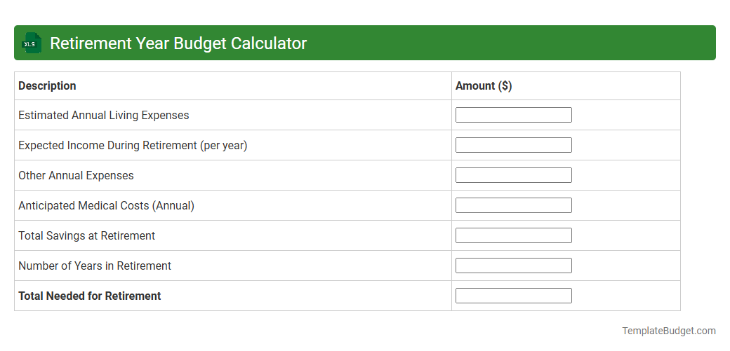Retirement Year Budget Calculator