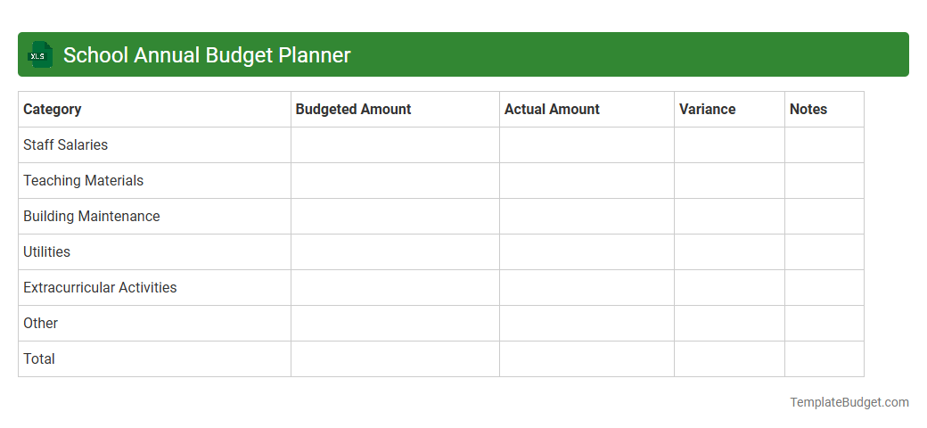 School Annual Budget Planner