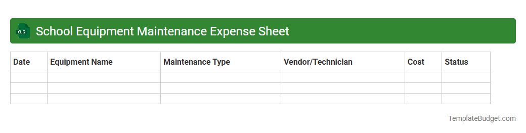 School Equipment Maintenance Expense Sheet