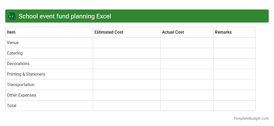 School event fund planning Excel