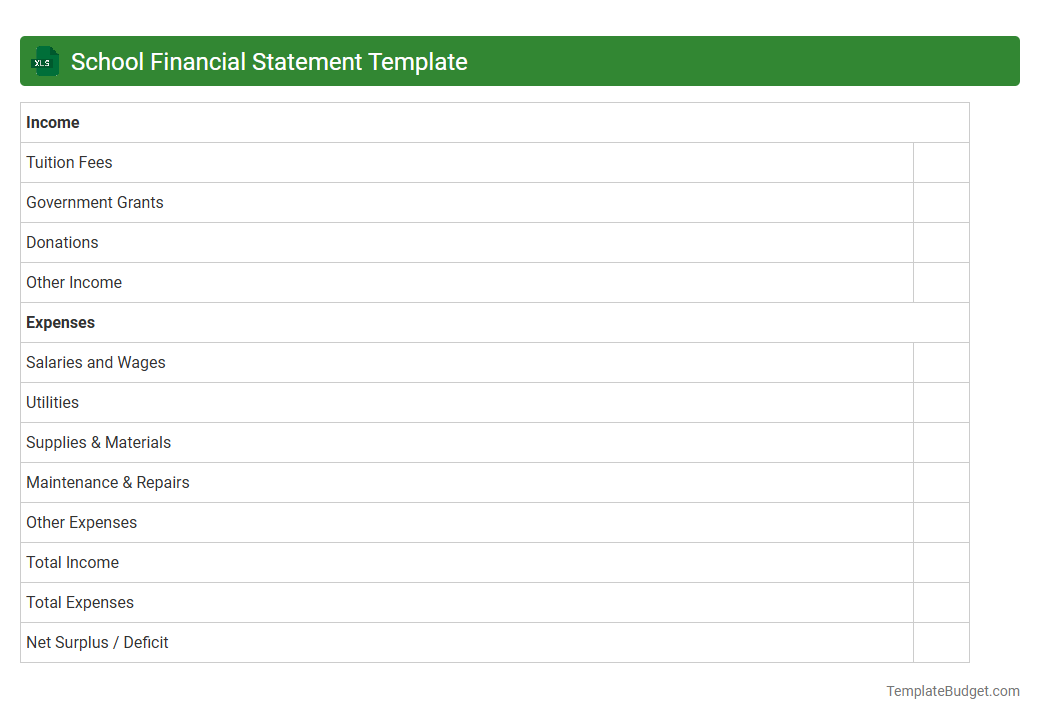 School Financial Statement Template