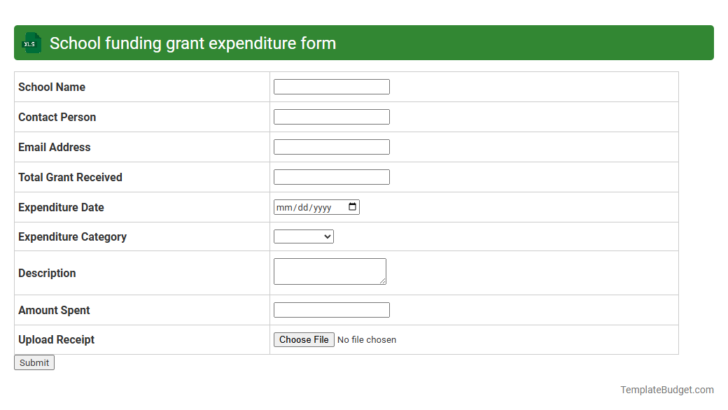 School funding grant expenditure form