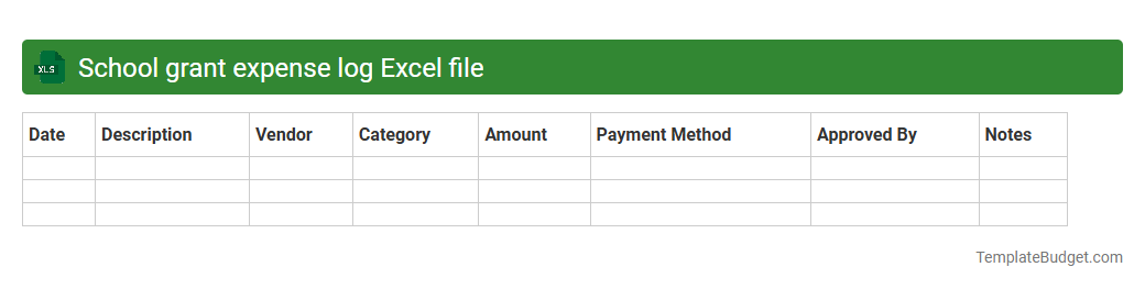 School grant expense log Excel file