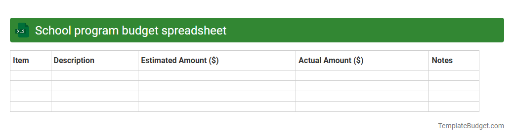 School program budget spreadsheet